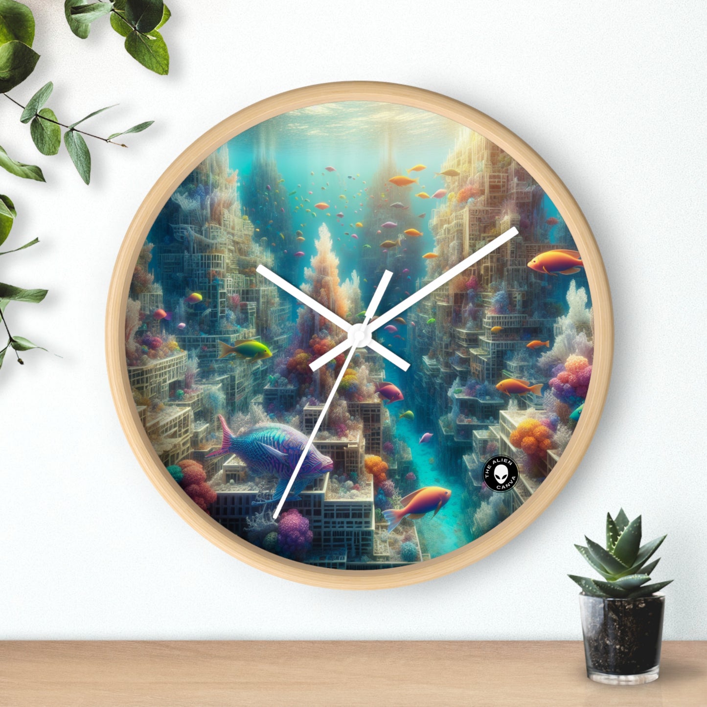 "Coralline City: A Surreal Underwater Wonderland" - The Alien Wall Clock