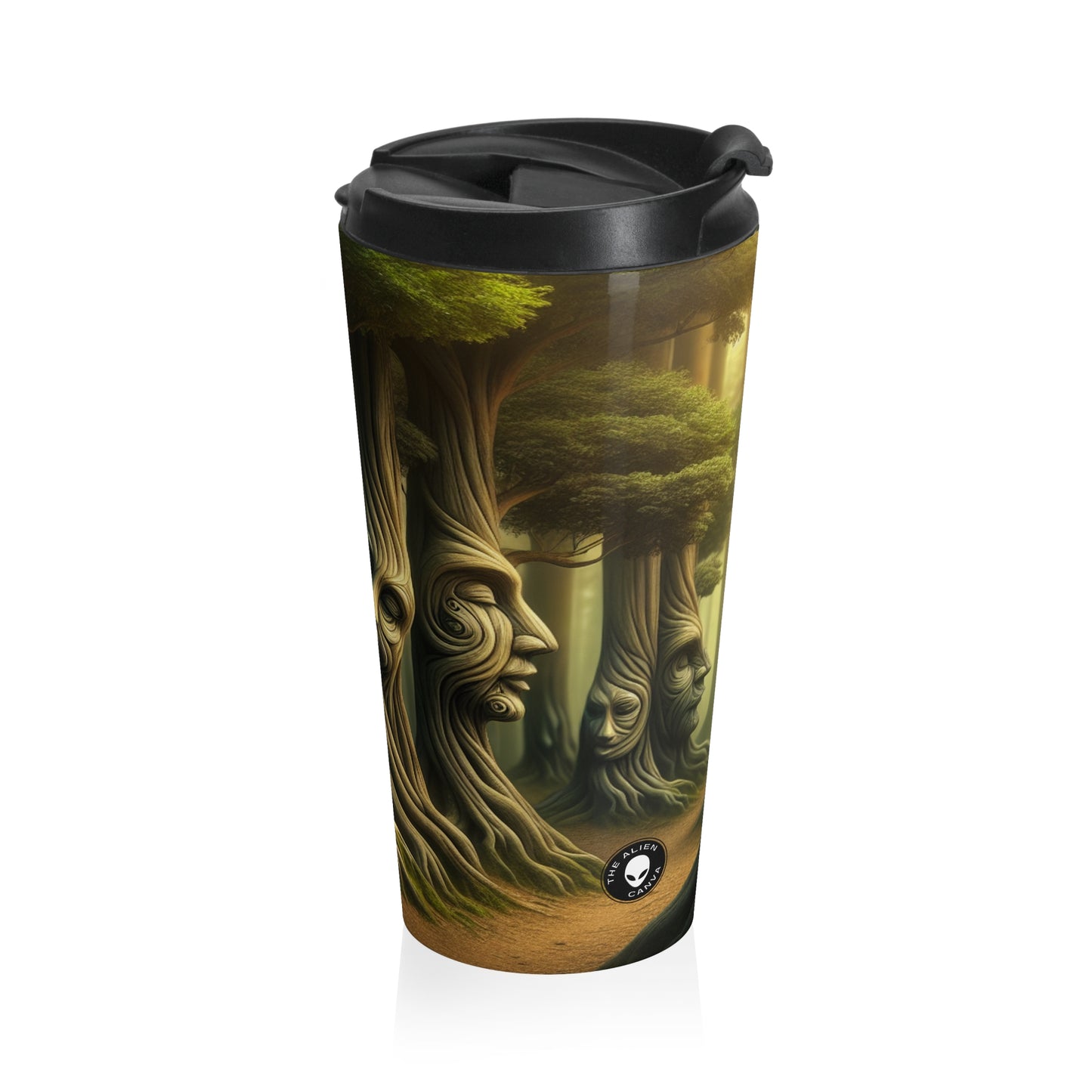 "Árboles susurrantes: secretos del bosque místico" - Taza de viaje de acero inoxidable de The Alien