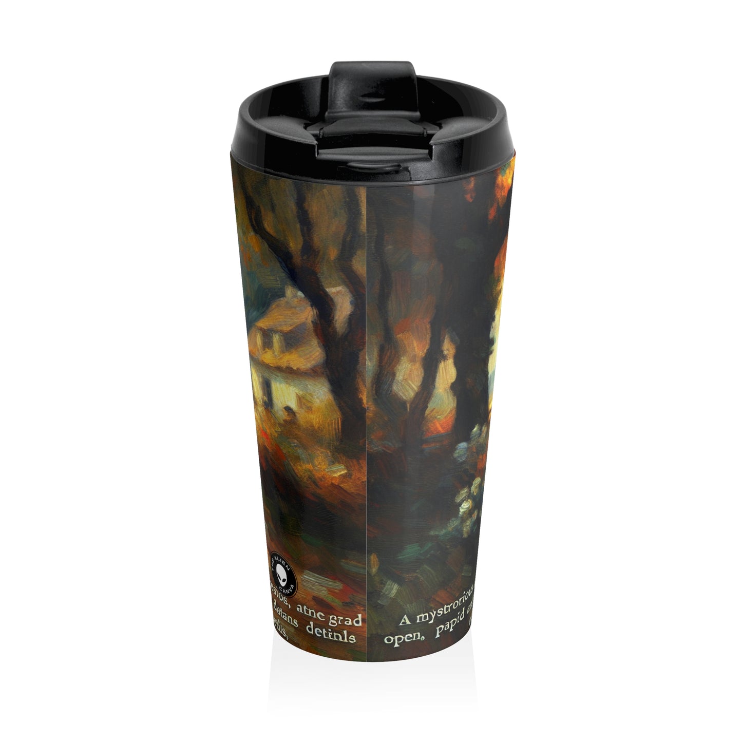 "Sunset Serenity: Impressionist Garden Painting" - The Alien Tasse de voyage en acier inoxydable Impressionnisme