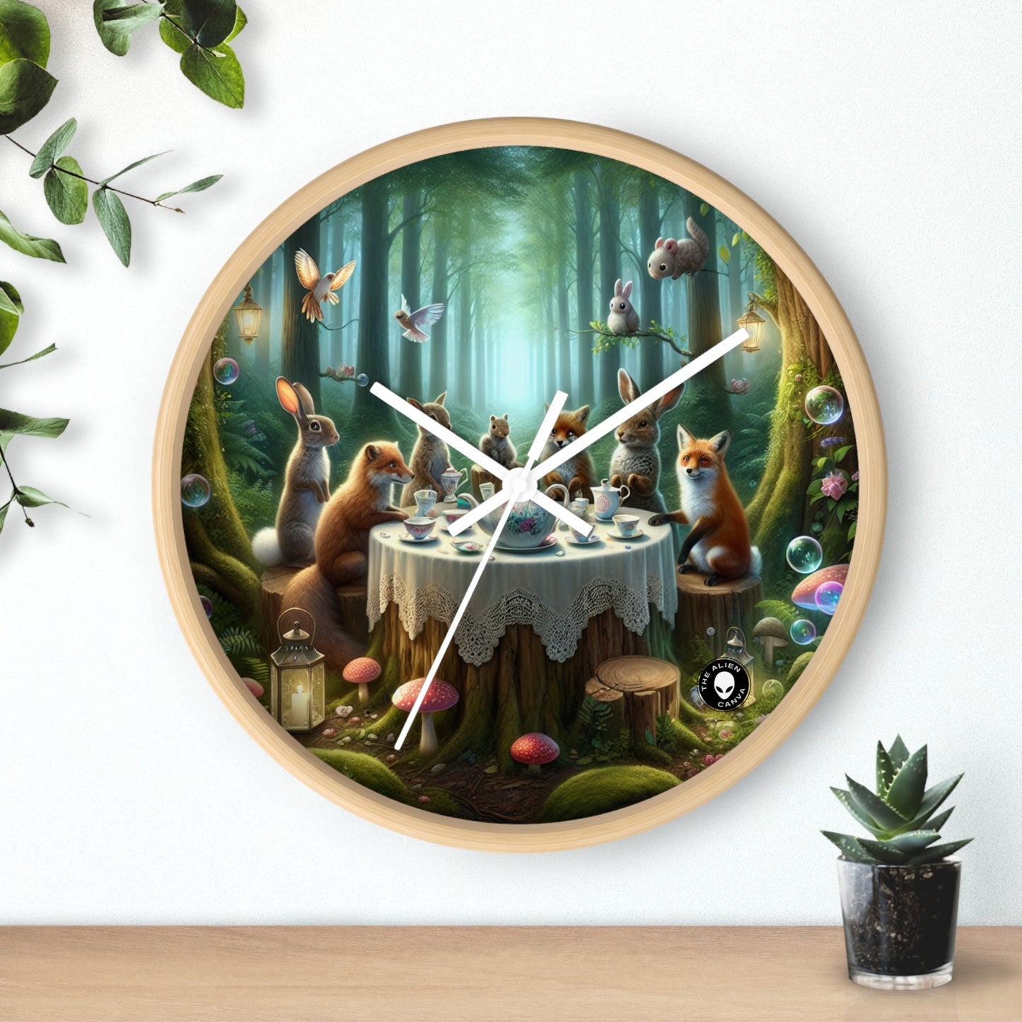 "Enchanted Forest Tea Time" - The Alien Wall Clock