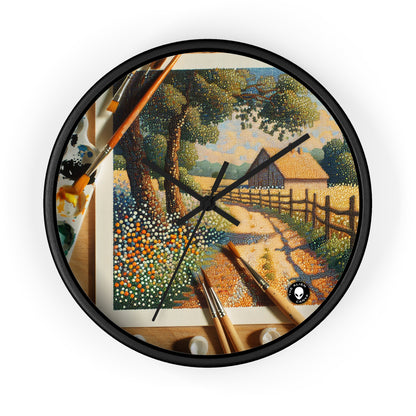 "Autumn Bliss: Puntillismo Bosque" - El puntillismo del reloj de pared alienígena