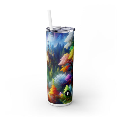 "Encantamiento resplandeciente: El castillo en el bosque colorido" - Vaso delgado con pajita de 20 oz de Alien Maars®