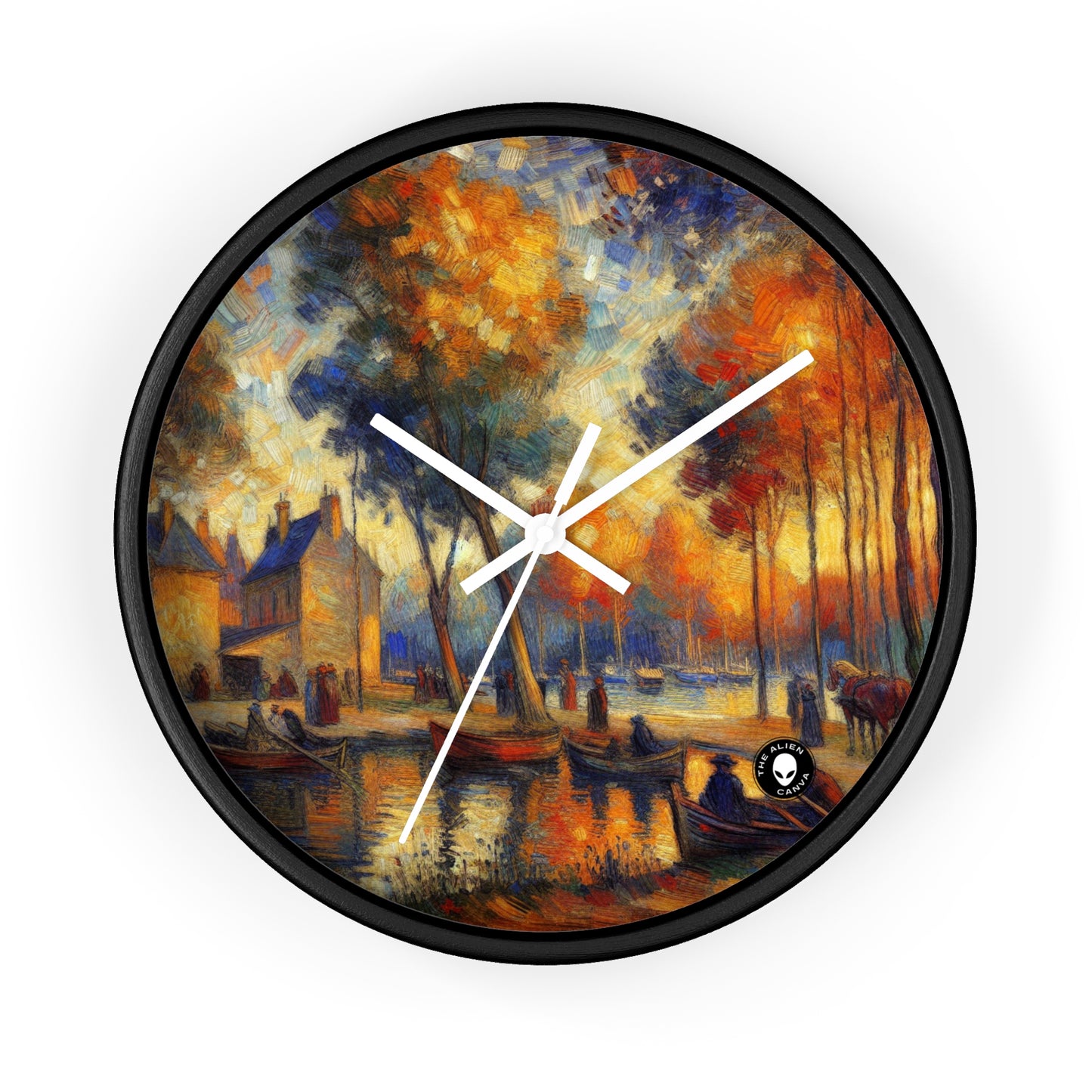 "Rainy Evening: A Post-Impressionist Cityscape" - The Alien Wall Clock Post-Impressionism