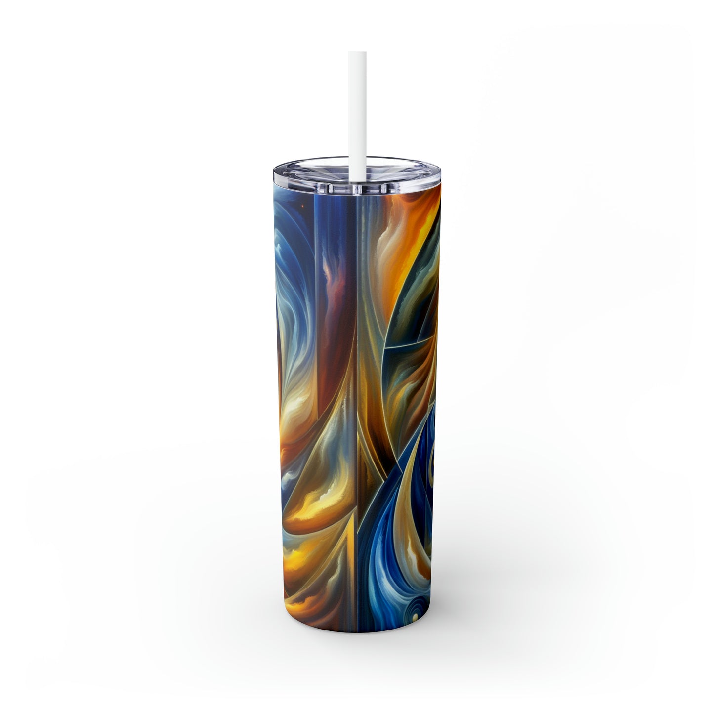 « Divinité ascendante : un éveil spirituel dans une géométrie vibrante » - The Alien Maars® Skinny Tumbler avec paille 20oz Style d'art religieux