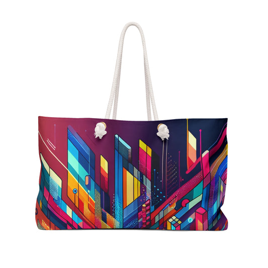 "Neon Metropolis: A Futuristic Cityscape" - The Alien Weekender Bag Digital Art