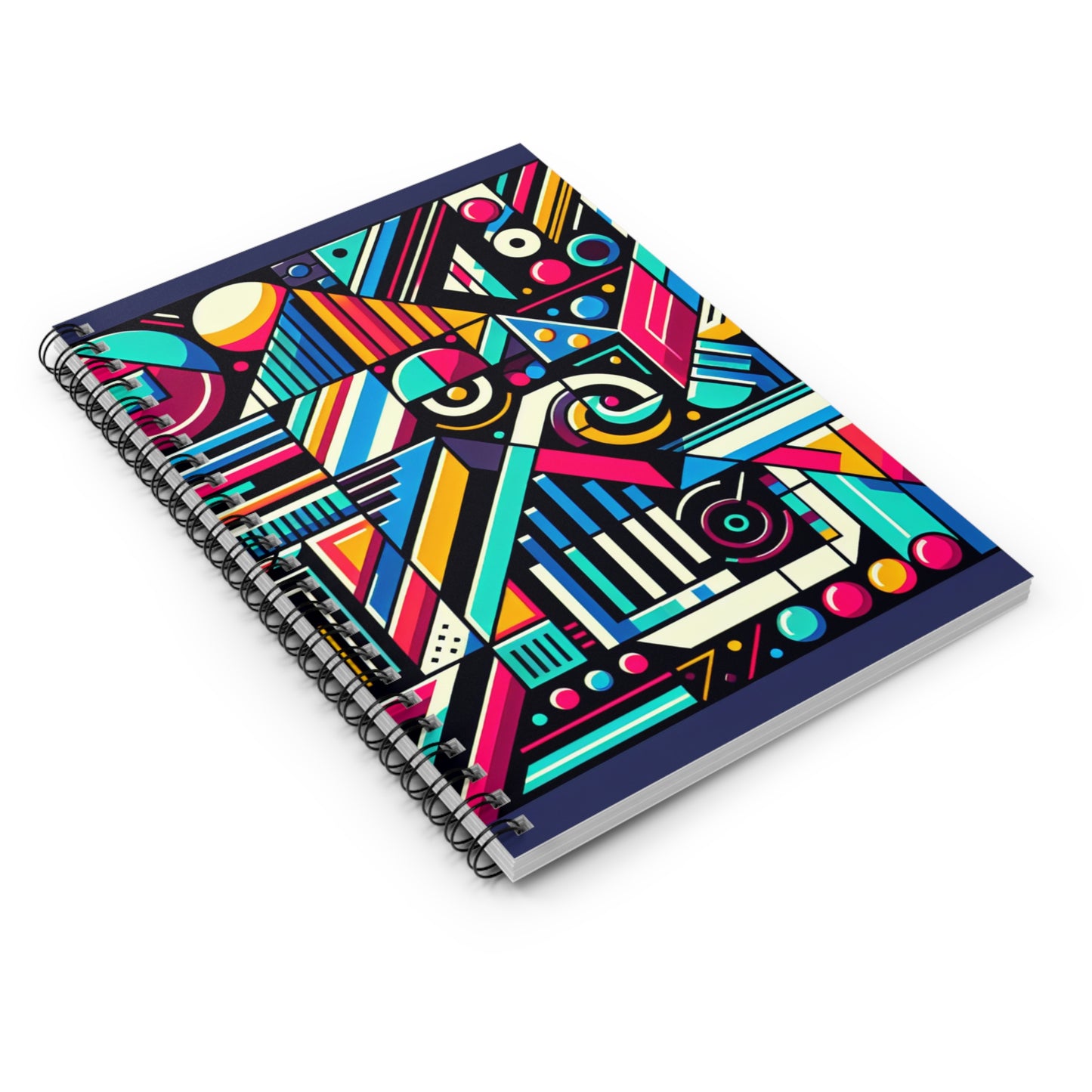 "Neon Geometrique Pop" - The Alien Spiral Notebook (Ligne Lignée) Style Art Contemporain