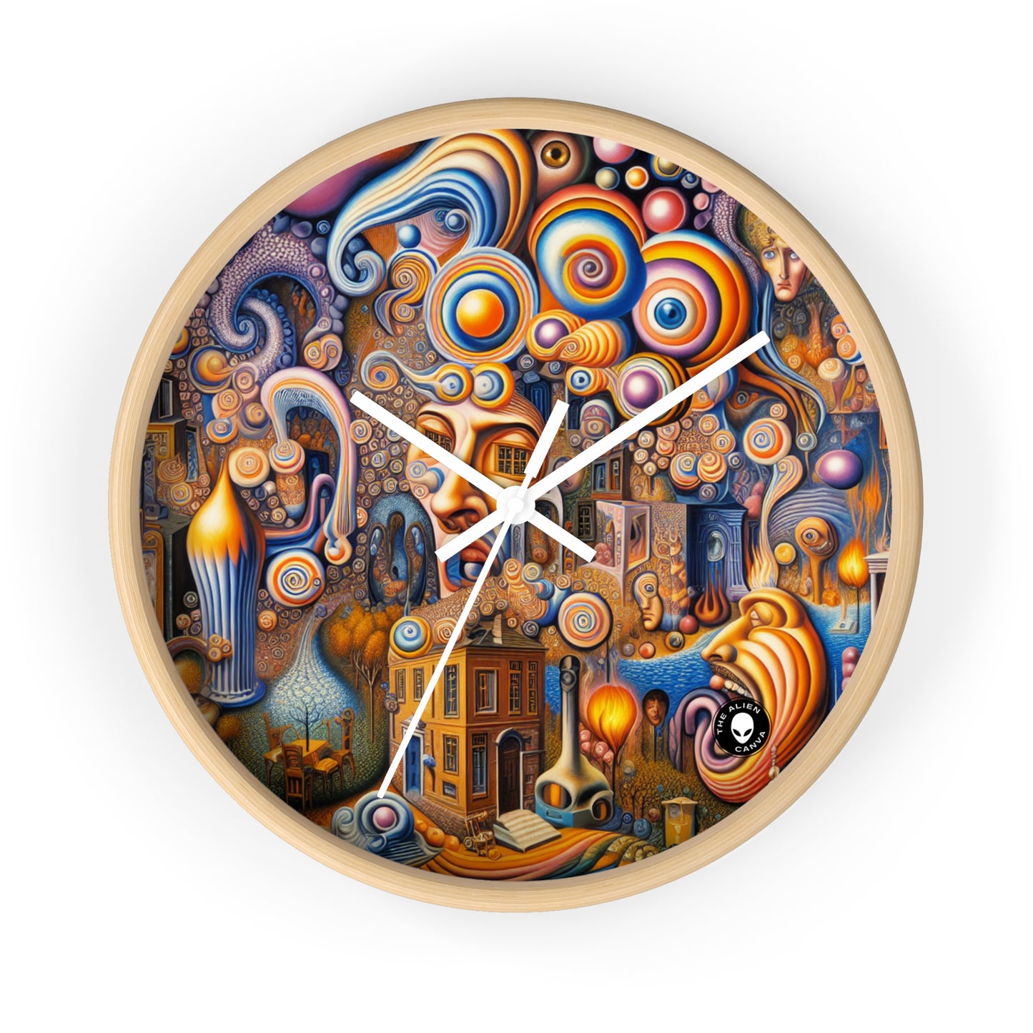 "Melted Time: A Whimsical Dance of Dreams" - The Alien Wall Clock Surrealism