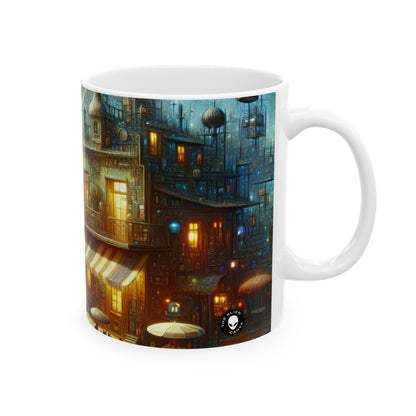 "Kitchen Enchantment: A Whimsical World of Living Objects" - The Alien Ceramic Mug 11oz Magic Realism