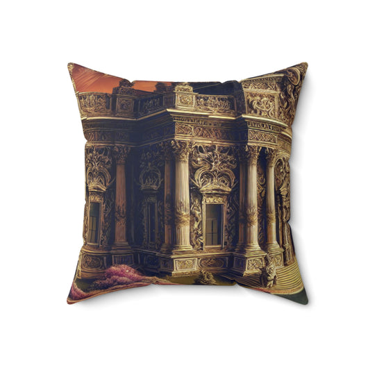 "Whimsy and Mystery: The Enchanted Masquerade in Baroque Splendor"- The Alien Spun Polyester Square Pillow Baroque