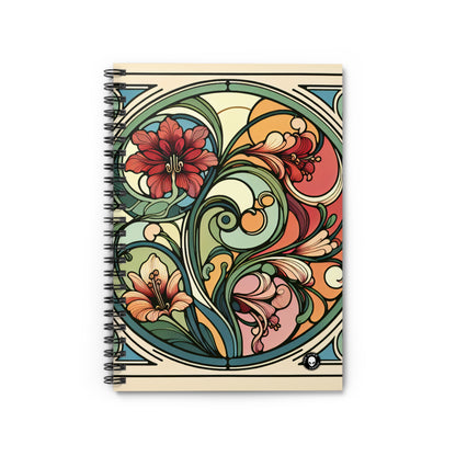 "Enchanting Depths: An Art Nouveau Ode to the Underwater Realm" - The Alien Spiral Notebook (Ruled Line) Art Nouveau