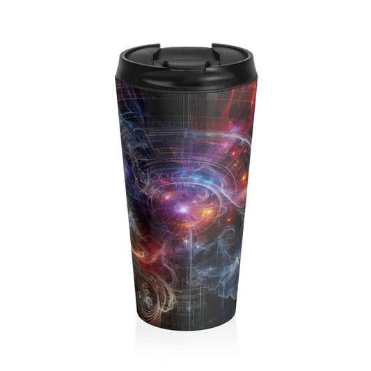 "Nature's Neon Metropolis: A Surreal Fusion of Technology and Greenery" - The Alien Stainless Steel Travel Mug Digital Art