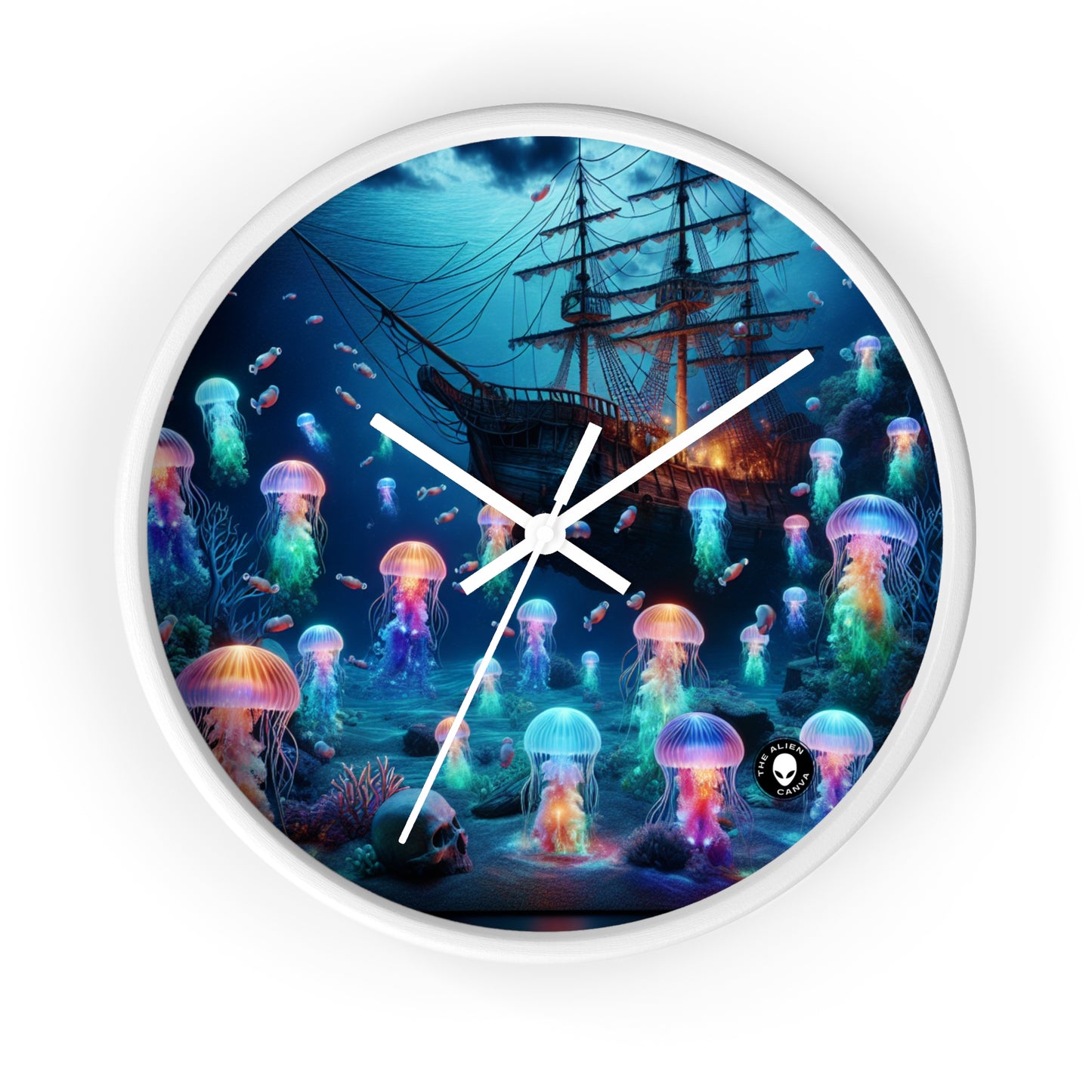 « Le paradis des méduses lumineuses : une aventure sous-marine de rêve » – L'horloge murale Alien