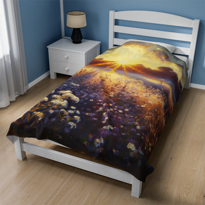 "Wildflower Sunrise" - The Alien Velveteen Plush Blanket Impressionism Style