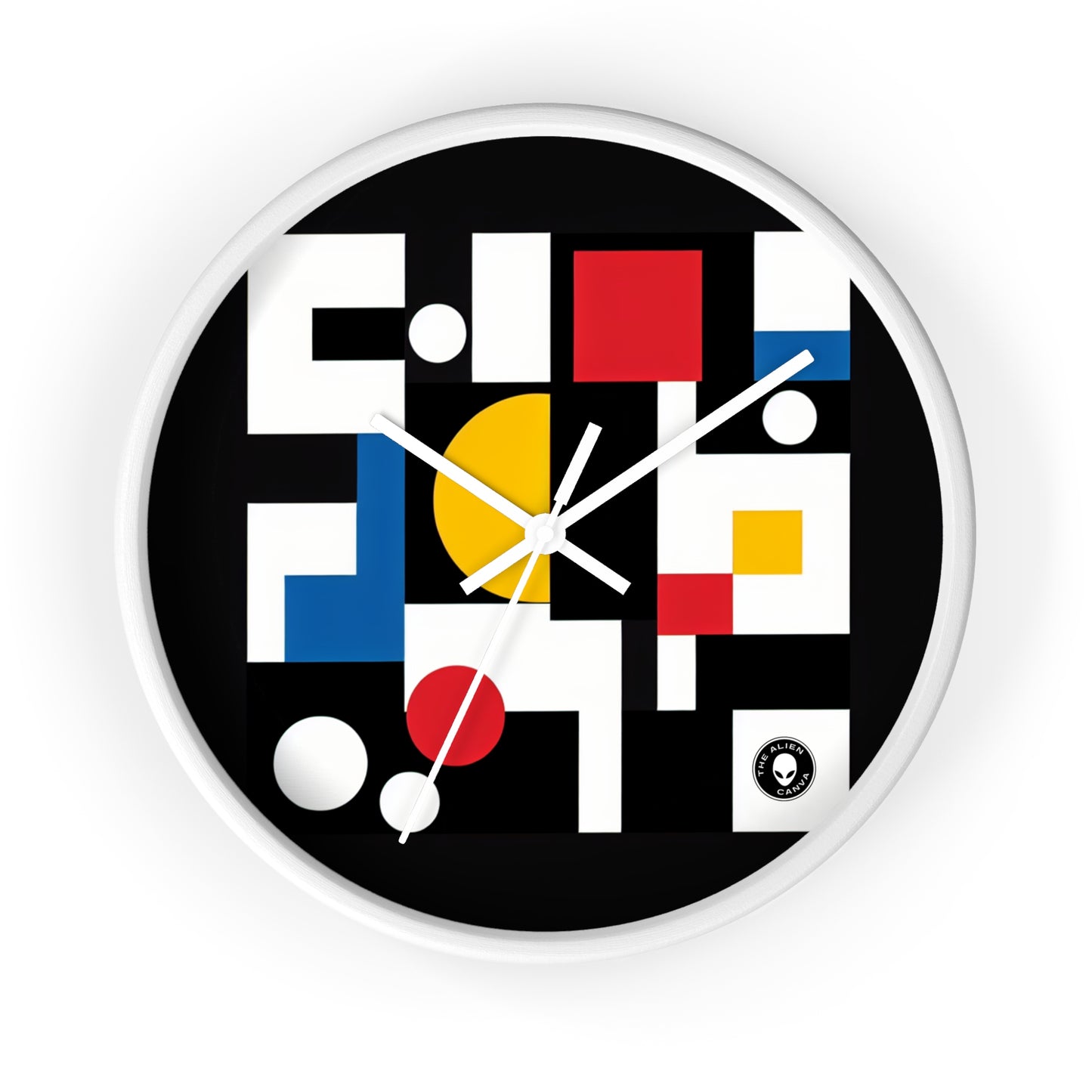 "Suprematic Harmony: Exploring Geometric Composition with Bold Colors" - The Alien Wall Clock Suprematism