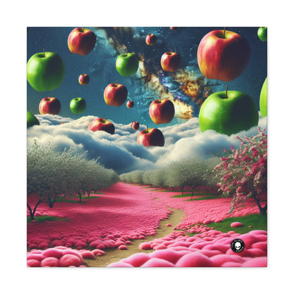 "Apple Sky and Pink Flower Carpet: A Surreal Landscape" - The Alien Canva