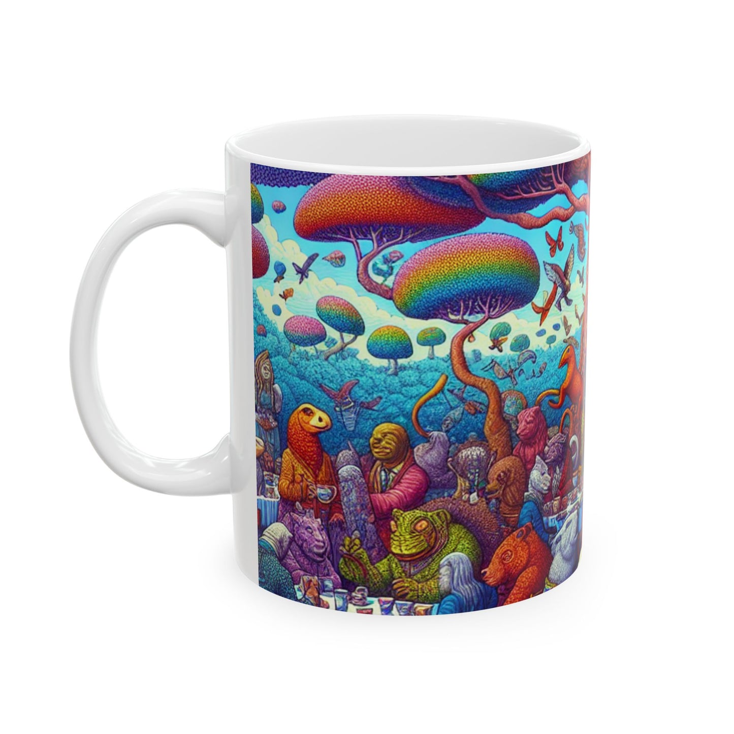 « Animal Tea Party dans un pays des merveilles arc-en-ciel » - Tasse en céramique Alien 11 oz