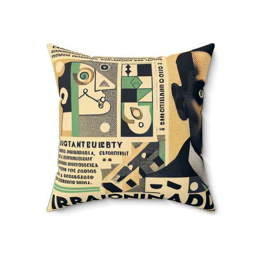 "Cacophony of Mundane Madness: A Dadaist Collage"- The Alien Spun Polyester Square Pillow Dadaism