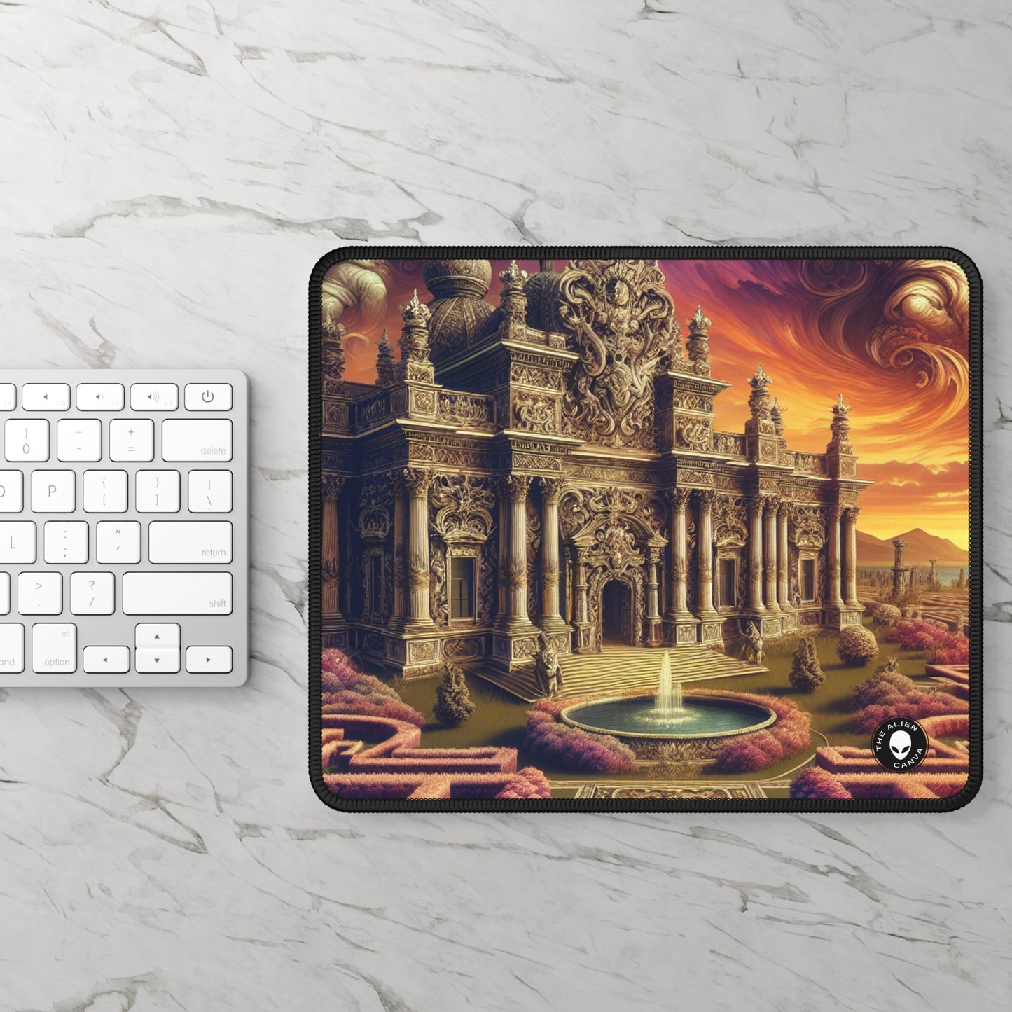 "Capacidad y misterio: La mascarada encantada en el esplendor barroco" - The Alien Gaming Mouse Pad Barroco