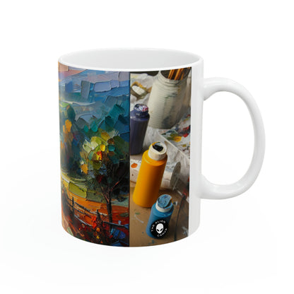 "Vigor del mercado: una perspectiva postimpresionista" - The Alien Ceramic Mug 11oz Postimpresionismo