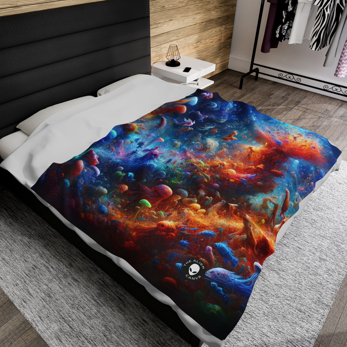 "Glowing Coral Dance Party" - The Alien Velveteen Plush Blanket