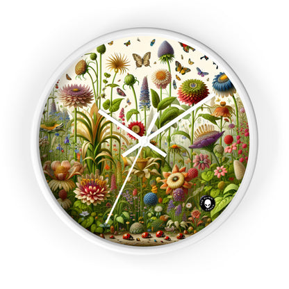 "Enchanted Garden: A Whimsical Scene" - The Alien Wall Clock