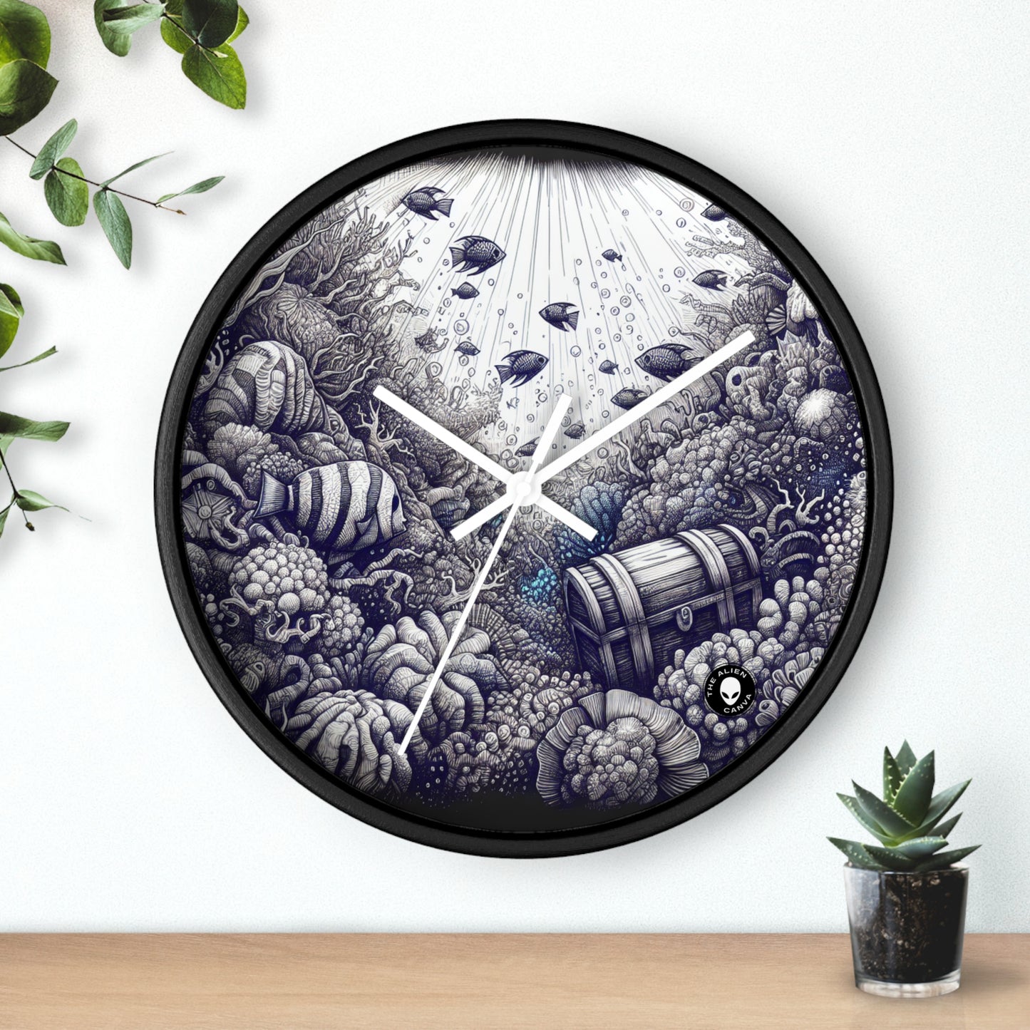 "Underwater Enchantment: The Hidden Treasure" - The Alien Wall Clock