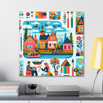 "Whimsical Village: A Folk Art Fairytale" - The Alien Canva Folk Art