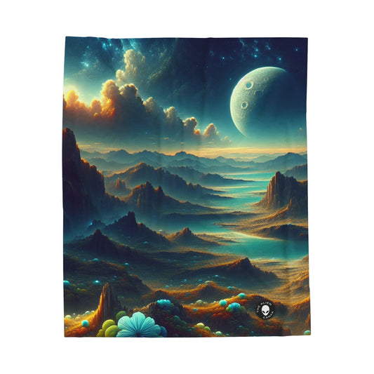 "Un Sueño Extraño: Un Mundo Desconocido en Detalle" - The Alien Velveteen Plush Blanket planetas no descubiertos en estilo hyperrealista