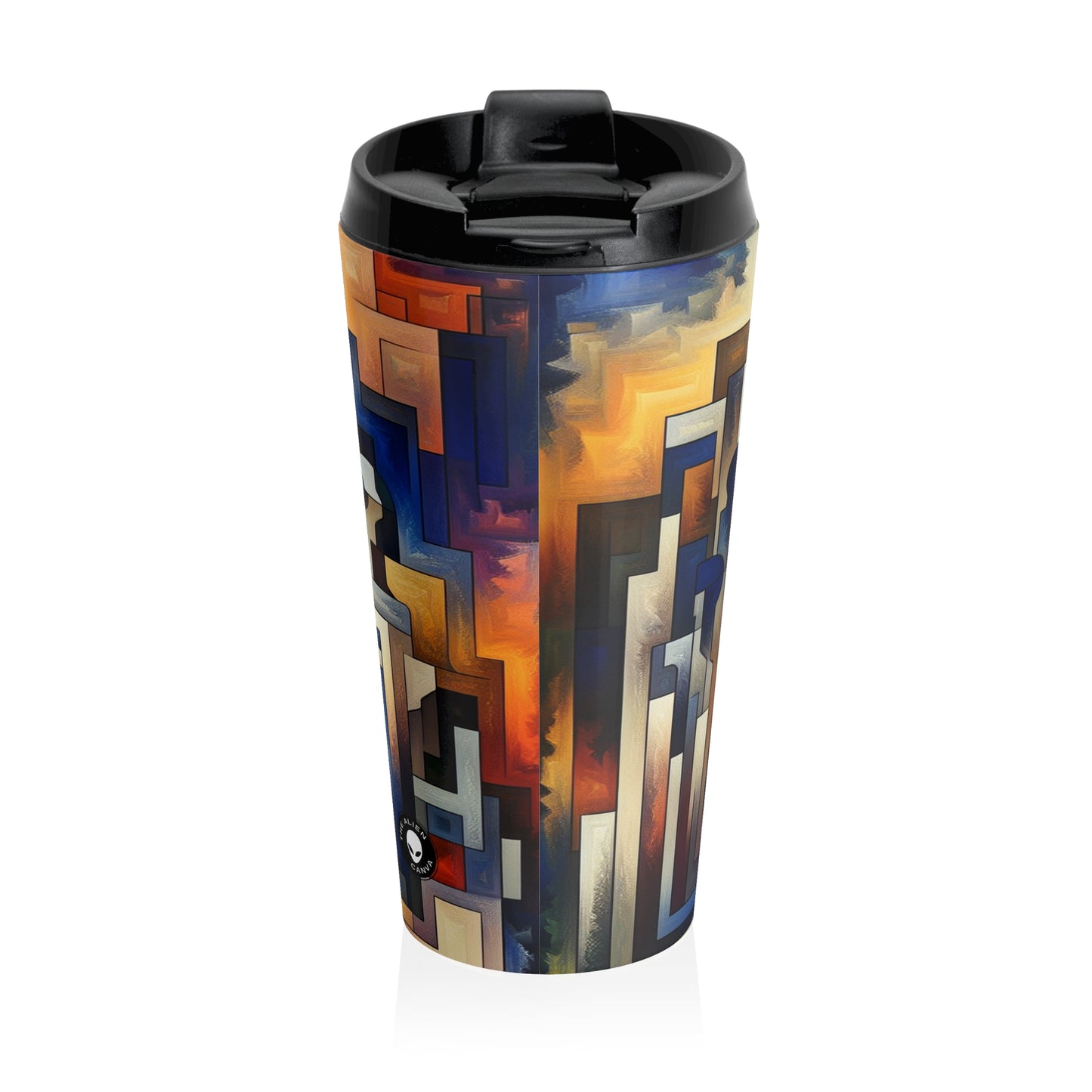 "Enigma Realms: A World of Surreal Beauty" - The Alien Stainless Steel Travel Mug Metaphysical Art