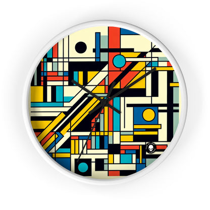 "Harmonious Balance: Neoplastic Exploration in Black, White, and Primary Colors" - The Alien Wall Clock Neoplasticism