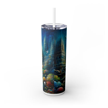 "Ciudad submarina encantada": vaso estrecho con pajita de 20 oz de Alien Maars®