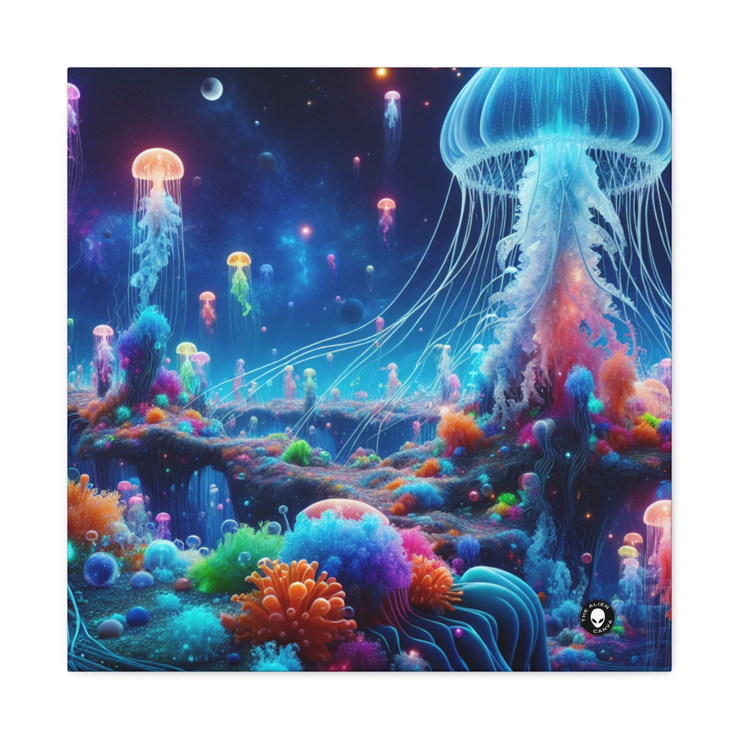 "Neon Jellyfish Fantasia: A Surreal Underwater Odyssey" - The Alien Canva