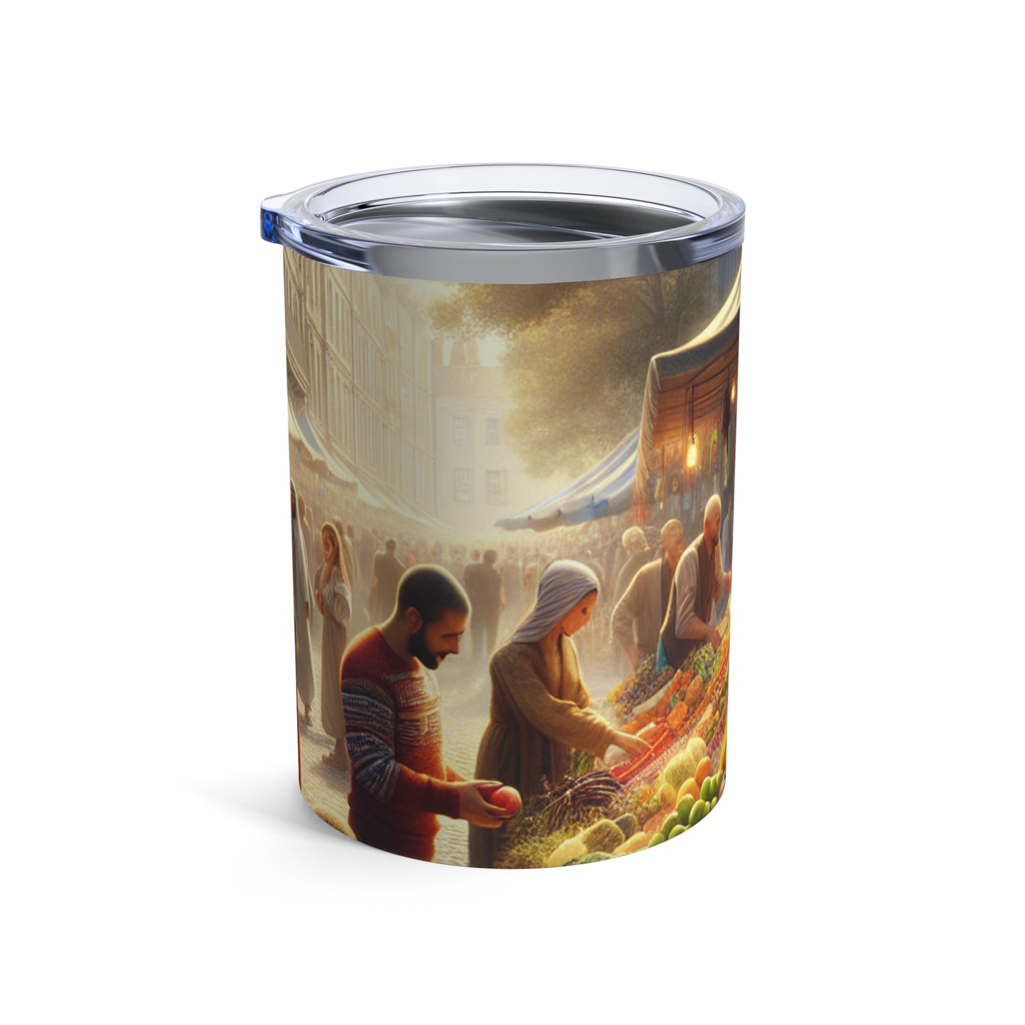 "Sunny Vibes at the Outdoor Market" - The Alien Tumbler 10oz Realism Style