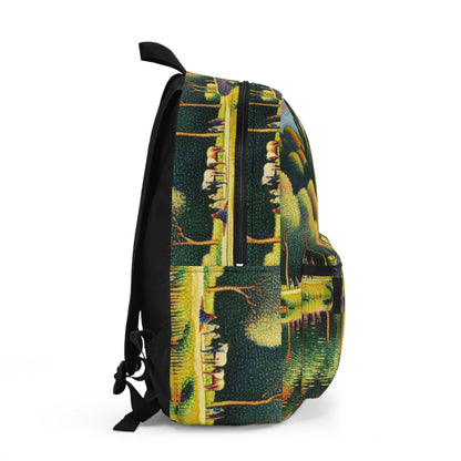 "Tranquil Sunset: A Pointillism Landscape" - The Alien Backpack Pointillism