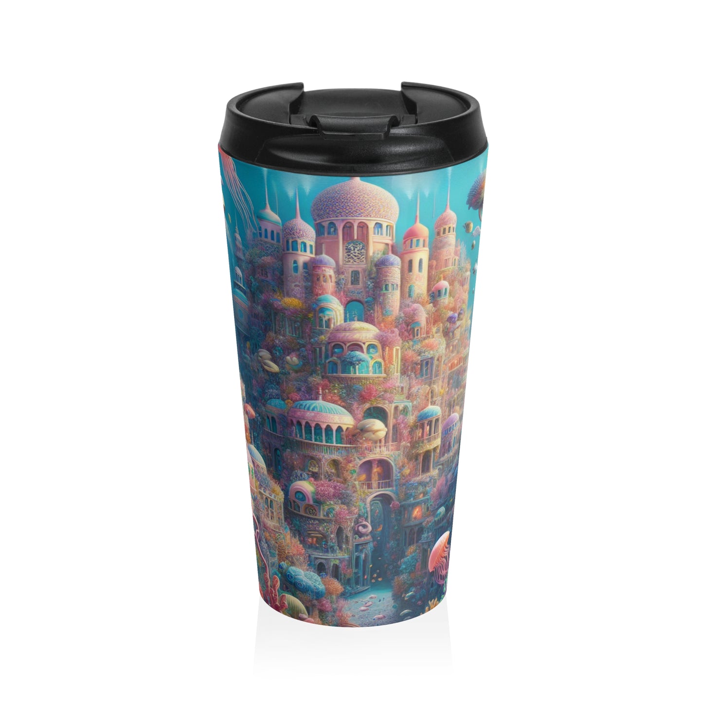 "Treasure of the Deep: A Fantastical Underwater City" - The Alien Stainless Steel Travel Mug