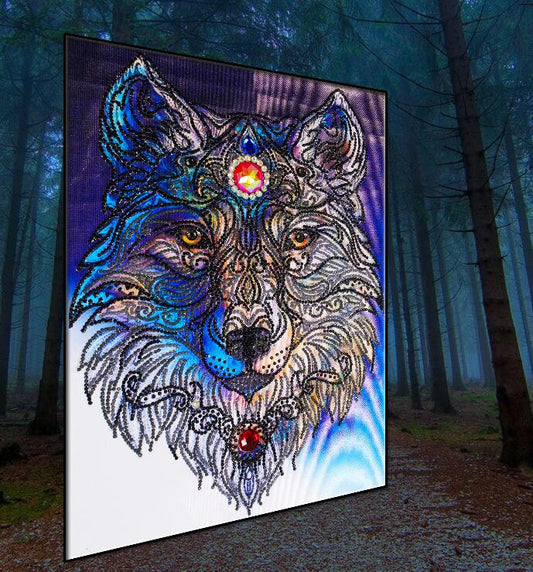 Mit Perlen - Der Wolf - Pintura con diamantes