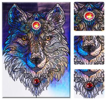 Mit Perlen - Der Wolf - Pintura con diamantes