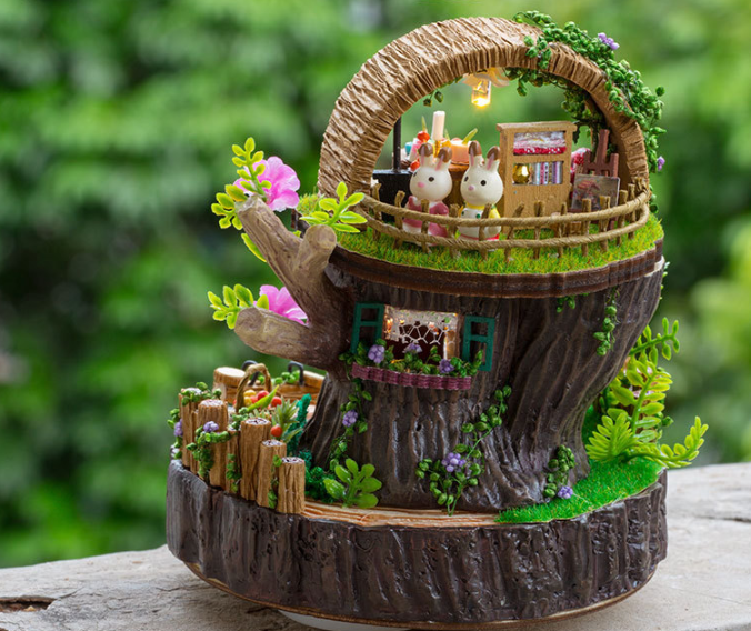 Fantasy forest wooden assembled handmade diy house hot sale couples commemorative Chinese Valentine's Day birthday gift