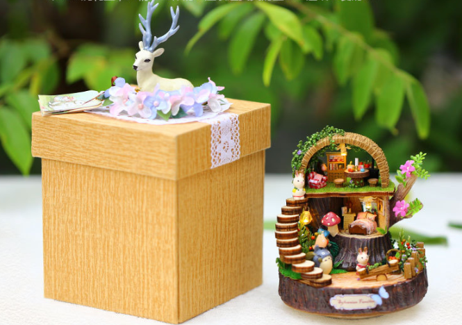 Fantasy forest wooden assembled handmade diy house hot sale couples commemorative Chinese Valentine's Day birthday gift