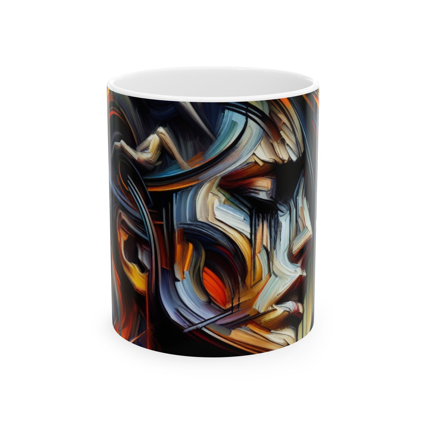 "Night Pulse: Expressions of Urban Chaos" - La tasse en céramique Alien 11oz Expressionnisme