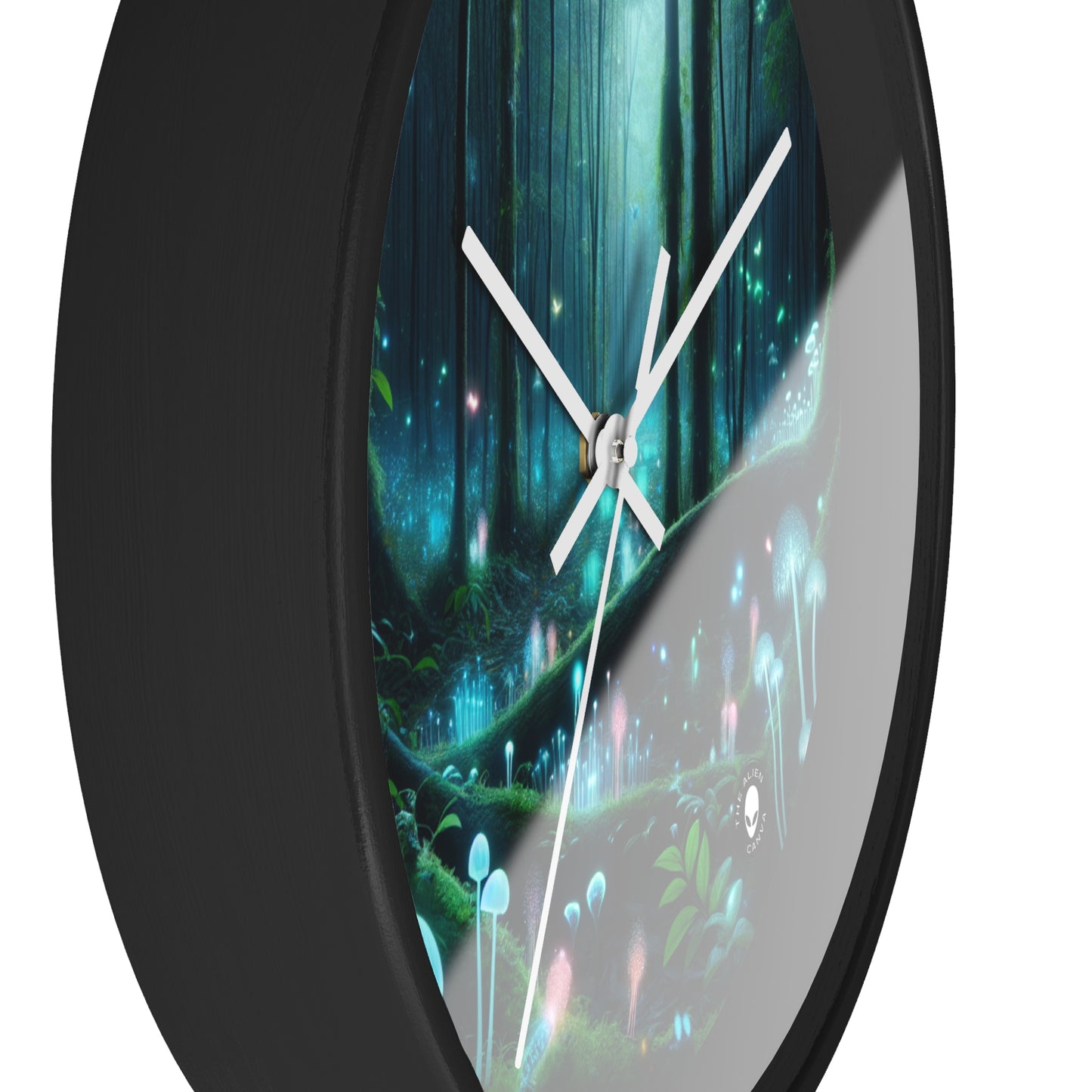 "Enchanted Night: Bioluminescent Forest" - The Alien Wall Clock