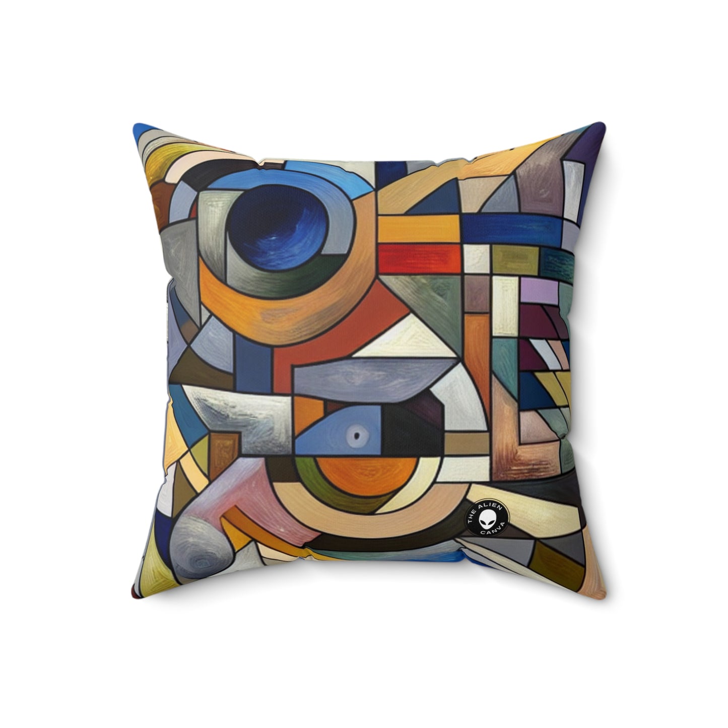 "Urban Fragmentation: An Analytical Cubist Cityscape"- The Alien Spun Polyester Square Pillow Analytical Cubism