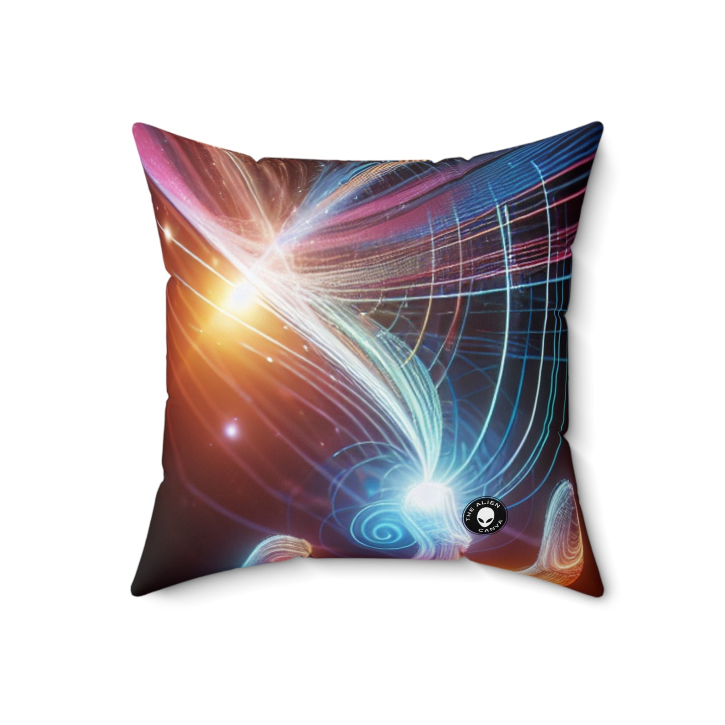 "Realmscape: An Infinite Virtual Odyssey"- The Alien Spun Polyester Square Pillow Virtual Reality Art