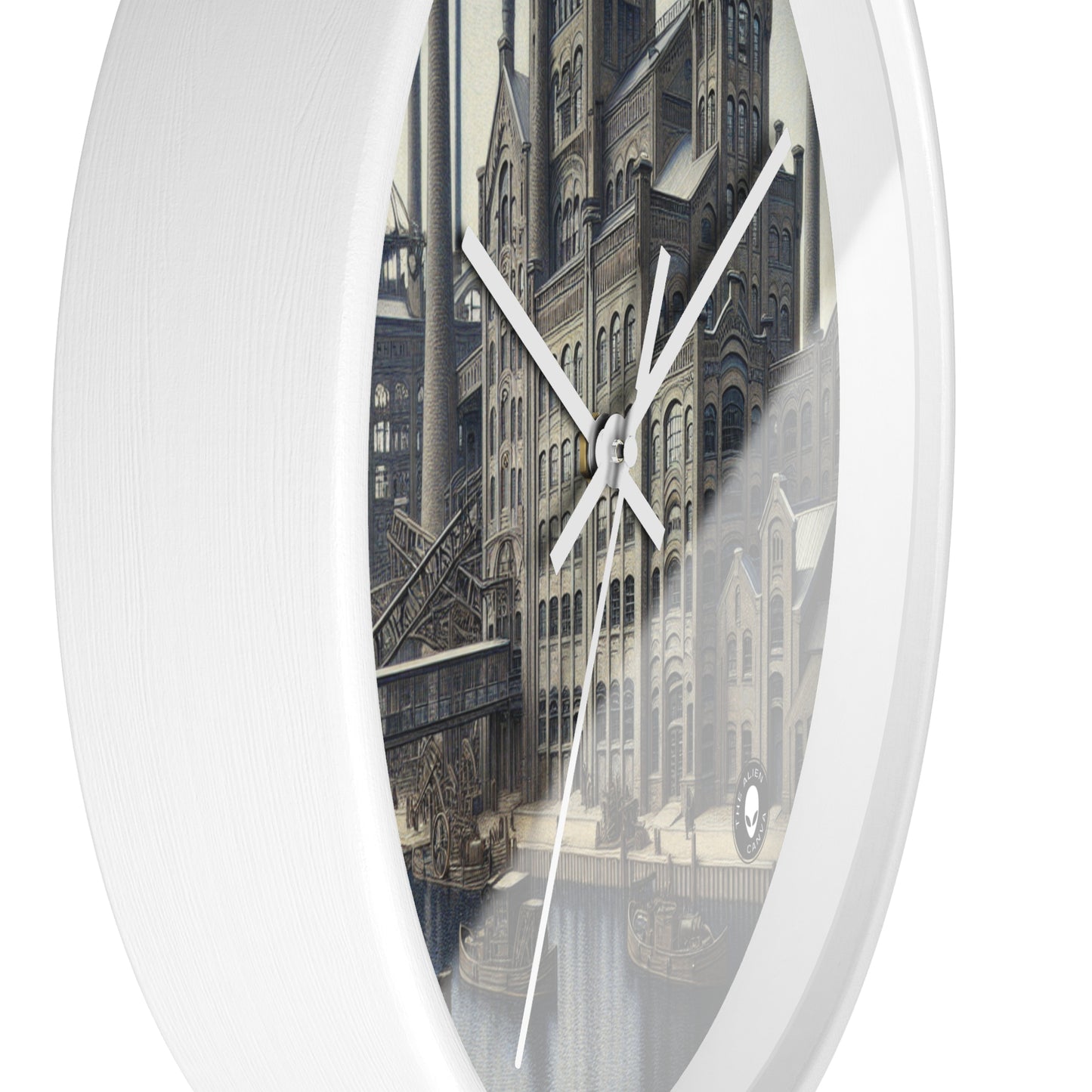 "Urban Precision: Modern Cityscape in the Style of Precisionism" - The Alien Wall Clock Precisionism