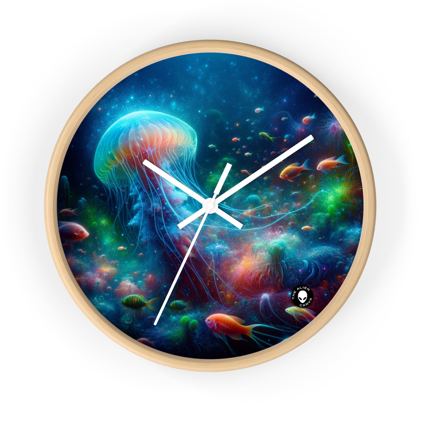 "Glowing Jellyfish in the Enchanted Underwater World" - The Alien Wall Clock