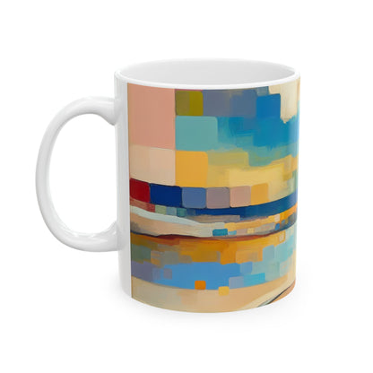 "Sunset Serenity: Pintura de campo de color pastel suave" - ​​La taza de cerámica alienígena Pintura de campo de color de 11 oz