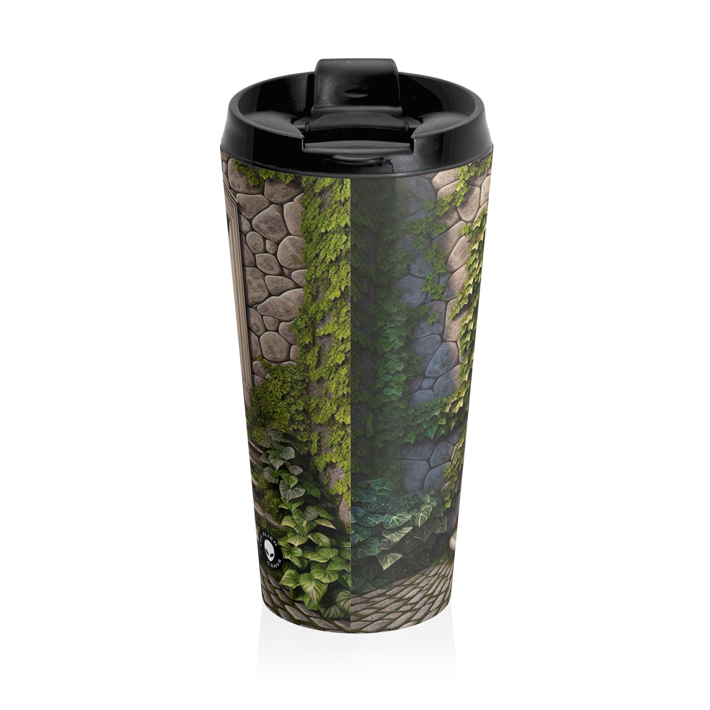 "Trompe-L'oeil Ivy Wall" - The Alien Stainless Steel Travel Mug Trompe-l'oeil