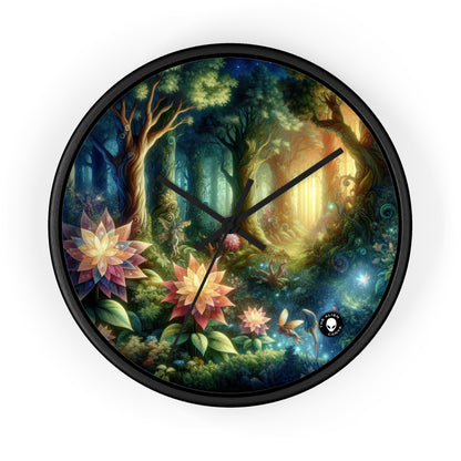 Enchanted Woodland: Glowing Blossoms and Mystical Beings - The Alien Wall Clock