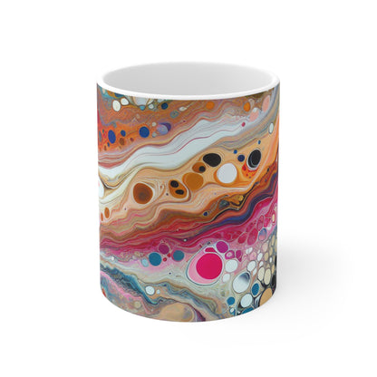 "Couleurs cosmiques : création d'une coulée acrylique fascinante inspirée des nébuleuses célestes" - La tasse en céramique Alien 11oz Pouring acrylique