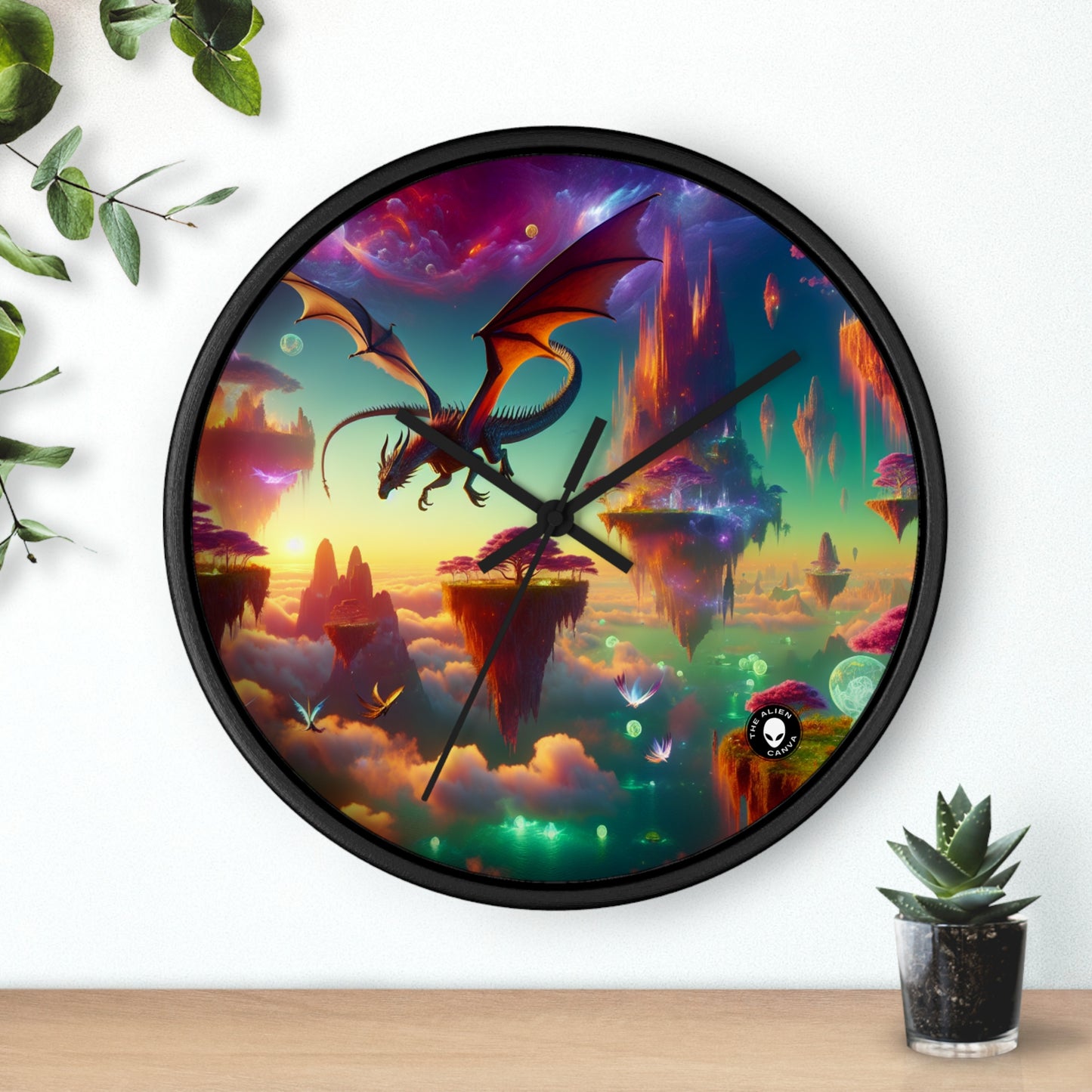 "El vuelo del dragón en el reino fantástico" - El reloj de pared alienígena